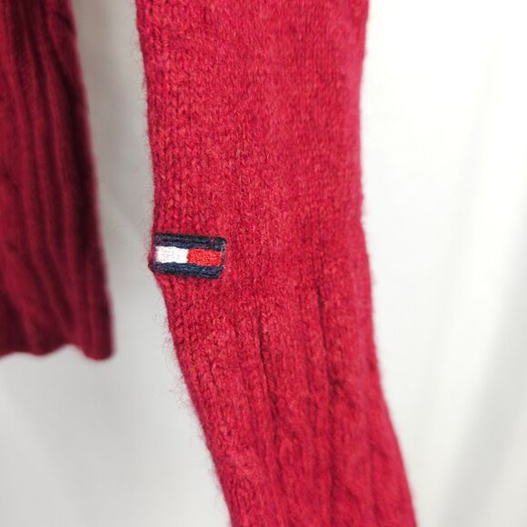 Tommy Hilfiger Jeans Youth Large Red Lambswool Crew Neck Pullover Sweater - Picture 2 of 8